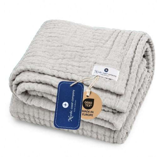 Babyfilt muslin från Nordic Coast skötfilt krypfilt (grå, 80 x 80 cm)