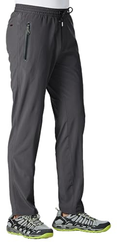 TBMPOY Men's Lightweight Hiking Pants Athletic Workout Pant Quick Dry Sweatpants Fishing Running Active Casual Dark Grey M