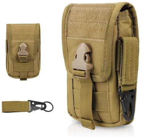 WYNEX Tactical Phone Pouch Molle, Smartphone Holster Bag EDC Utility Cellphone Lock Card Holder Organizer Fit for Waist Belt Case avec Clip Tactique | Support Téléphone Adapté aux Écrans de 4 à 6,7, avec Porte-Carte, Poche EDC pour Gilet Tactique, Policier Travailleur