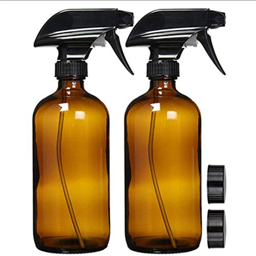 Koomiao - 2 frascos de vaporizador vacío, rellenables, pulverizador de cristal marrón transparente para limpieza, 250 ml