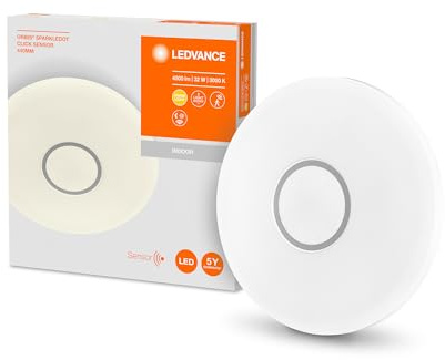 LEDVANCE LED Wand- und Deckenleuchte, Leuchte in Glitzeroptik für Innen mit Bewegungsmelder, Warmweiß (3000K), Betriebsarten per Klick änderbar, 440mm Durchmesser, ORBIS SPARKLE DOT CLICK SENSOR