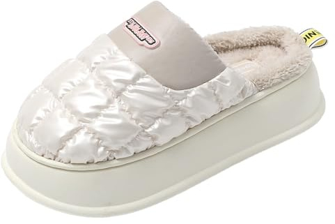 JOMIX Chaussons Femme d'Hiver Confortables et Chauds pour la Maison et la Mode (Blanc, 40-41)