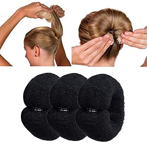 DIY Roll Tool Hair Ring Donut Hair Bun Maker, DIY Hair Foam Ring Shaper Snap Lock, Damen Haarbänder Quick Snap Roll Bun Tool (3pcs-Black)