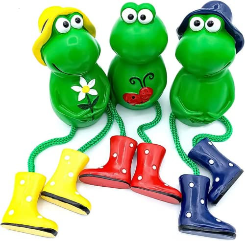 Eivdru Lot de 3 figurines grenouilles - Décoration de jardin, grenouille, animaux, statues de jardin, décoration extérieure, figurines pour jardin, tabouret de clôture