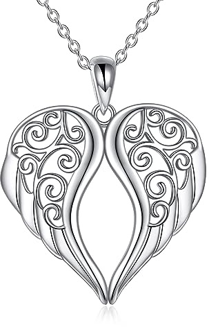 YFN Sterling Silver Guardian Angel Necklace - Wings Pendant Jewelry for Women Gifts