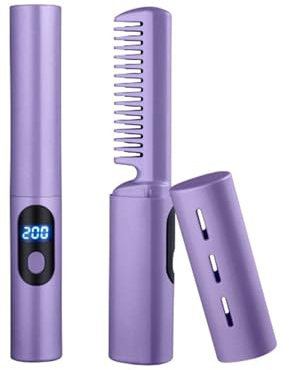 Peigne Lissant 2 en 1 - Brosse Lissante Pour Cheveux, Peigne Chaud de Portable de Voyage, Anti-BrûLure Lisseur Cheveux, Professionnels Hair Straightener Pour Coiffer Une Barbe Longue Et Courts