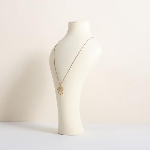 GemeShou Organizador de aretes y collares beige, Estante de exposición de joyas de terciopelo porta-collares, Busto de maniquí de joyas para tiendas de boutique【Beige-Chico】
