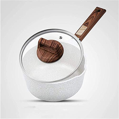 Sartén for leche Sartén for sopa antiadherente Sartén for leche multifunción Sartén con tapa Mango de madera Blanco