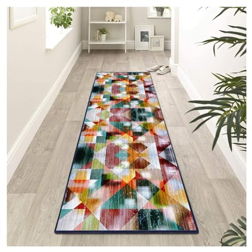 Siunwdiy Tappeto Passatoia Cucina Antiscivolo Lavabile Lungo 3.8 metri Motivo a Patchwork geometrico colorato Tappeti Runner ingresso interno Antimacchia Tappeto Corridoio Soggiorno,40X380CM