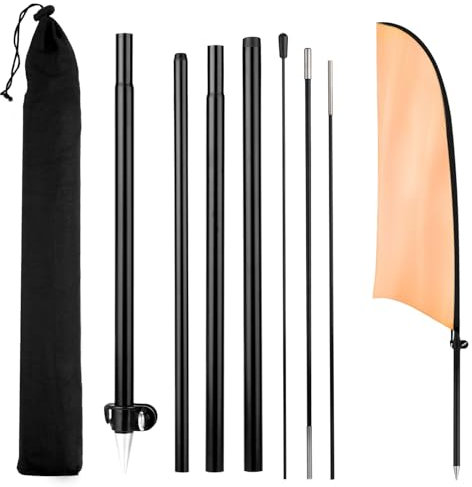 Asta Portabandiera a Forma di Coltello, Kit Asta Portabandiera a Forma di Piuma Set Asta Bandiera Piuma Asta per Pubblicità Attività All'Aperto Promozioni Forniture Immobiliari(Nero)
