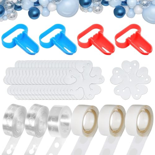 Ballongirlanden Kit 3 Rollen 5m Ballon Girlande Streifen und 3 Rollen Ballon Kleber Punkt Punkte Aufkleber, Luftballon Girlande für Hochzeit Geburtstag Party Dekorationen (30pcs)