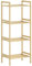 HOMCOM 4-Tier Bamboo Bathroom Storage Shelf, Freestanding Shelving Unit with Adjustable Rack for Kitchen Bathroom Living Room, Natural Wood Finish