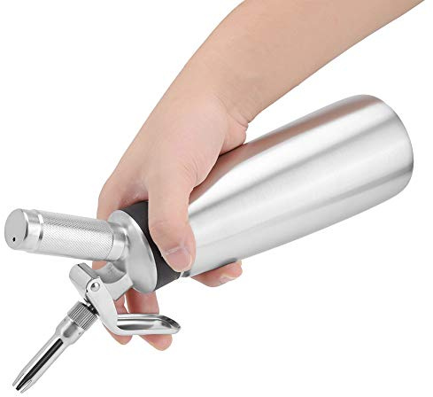 Whipped Cream Dispenser, 500ml Stainless Steel Cream Foamer Dessert Dispenser with Three Decorating Nozzles for Coffee Latte Mousse Pastry Homemade Fresh Topping Kitchen Tool