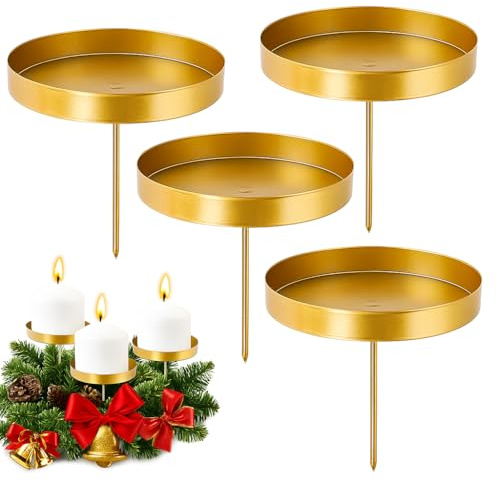 4 Pezzi Portacandele per Corona Dell Avvento, Retrò Candelabri Natalizi, Portacandele per Corona Avvento Candele, per Natalizie Centrotavola Ghirlanda Matrimonio Feste