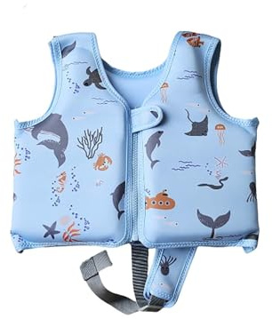 Generisch 2026 Chaleco salvavidas para niñas y niños con estampado de hielo para niños de 2 a 7 años, piscina, playa, mar, agua, traje para nadar al aire libre, azul claro, 2-7 Jahre