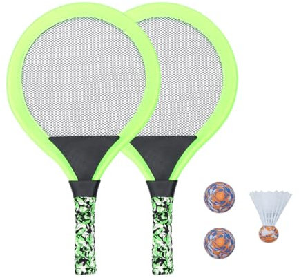 SOIMISS 1 Satz Kinder Schläger Set Tennisschläger Badminton Racket Set mit Federball Tennisball Outdoor Spielzeug für Kinder Grün