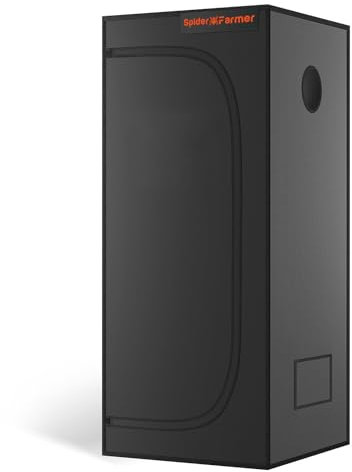 Spider Farmer Growzelt 60x60x140cm, Indoor Grow Tent, hergestellt aus hochreflektierendem Mylar mit abnehmbarem Boden Tablett, für SF1000/SF1000D