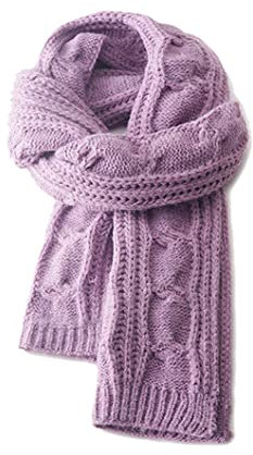 Kabelife Damen Schal Herbst Winter Strickschal Schlauchschal Winterschal Grobstrick Mädchen Twist Schal Lang 30 * 160 CM (Lila)