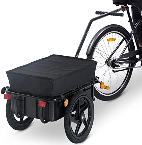 Bc-elec - TC3003 Fahrradanhänger mit Plane, Cargo-Anhänger für den Fahrradtransport, max 40kg, 144x59x80cm., Schwarz