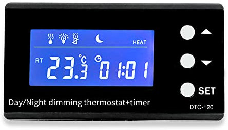 lamphle Controlador de temperatura LED digital actualizado 2022, alta precisión, multiusos, atenuación de día noche, temporizador de termostato digital para terrario de acuario (envío desde el Reino