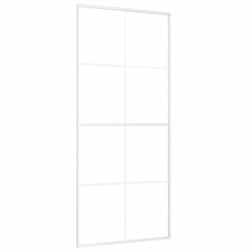 vidaXL Puerta Corredera Herrajes Entrada Corrediza Deslizante Cuarto de Baño Salón Sala de Estar Habitación ESG Vidrio y Aluminio Blanca 90x205 cm