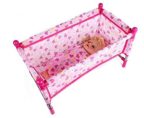 zalati Letto per Dormire Mini Bambola Giocattolo con Graziosi Puntini per Giochi di Bambole - Rosa