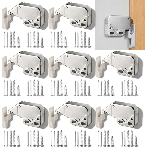 8 Pezzi Mini Touch Fermo Porta Armadio, Mini Chiusure a Scatto per Armadi, Mini Fermo a Molla, Design Senza Maniglie per Ante di Armadi, Cassetti e Guardaroba