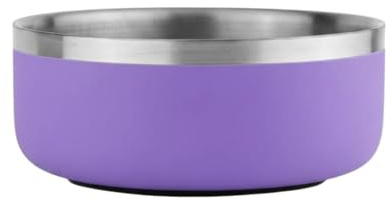 PAWPOURRI Camping Double Wall Anti-Skid Stainless Steel Water and Food Feeding Bowl for Adult Dogs, Puppies, Cats |Stainless Steel | Anti-Skid | Dog Food & Water Bowl (Purple, 40 Oz)