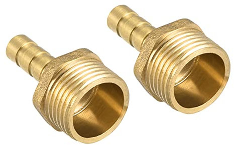 QUARKZMAN Raccord Cannelé G3/8 Filet Mâle Tuyau Droit 6mm en Laiton pour Air, Eau, Carburant, Pneumatique x 2PCS, Or