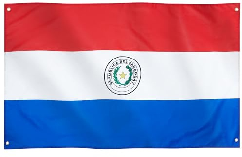 Runesol Bandiera Paraguay, 91x152cm, 3ft x 5ft, 4 Occhielli, Bandera De Paraguay, Republica De Paraguay, Bandiera Paraguaiana, Interno, Esterno,