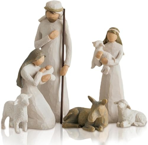 Sobeta Belén Navidad con Figuras, Figuras Belén Resina, Nacimiento Belen Navidad,Navidad Moderno con Figuras, Juego Figuras Belén Resina, Figuras Navidad, Nacimiento Sagrada Familia, Decoración(Juego