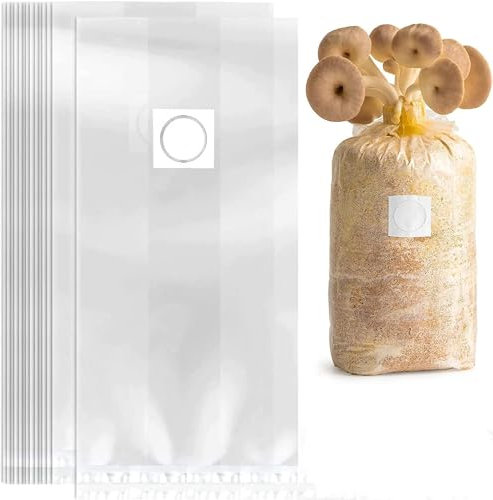 20 bolsas de cultivo de hongos con parches de filtro transpirables de 0,2 micrones, kit de bolsas de sustrato autoclave (32 x 50 cm de grosor 0,08 mm)