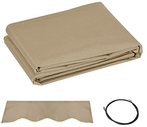 Outsunny Telo di Ricambio per Tenda Parasole Retrattile, Tessuto di Ricambio per Tenda a Braccio da 4x2.5 m in Poliestere, Anti UV 30+, per Balcone, Patio, Terrazzo, Esterno, Giardino, Beige