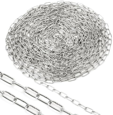 Ziamzra Catena Acciaio Inox 8 M 1,2 mm Catene Catena Delimitazione Catenella Catena Antitaglio per Recinzione Catena Antifurto Catena Bidoni Sollevamento Dell'immondizia