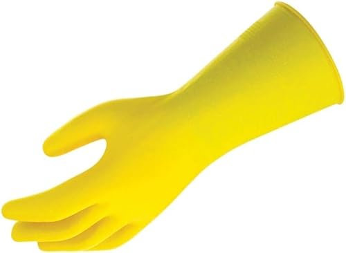 Household Gloves Yellow Heavy Duty Kitchen Rubber Gloves Non-Slip Grip, Durable Waterproof Design for Bathroom & Dishwashing, Multipurpose Comfortable to Use 1 Pair Small Medium Large Size (Small)