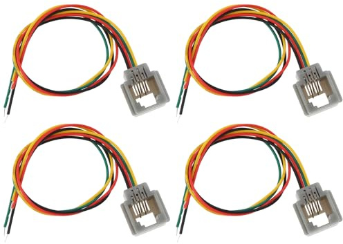 eMagTech Lot de 4 prises téléphoniques 6P4C RJ11 20 cm RJ12 623MS pour téléphone, télécopieur, interphone