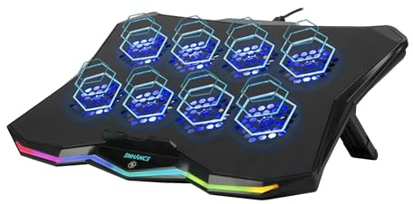 ENHANCE Infiltrate 3 Laptop-Kühlpad mit RGB-Lichtern - Gaming Kühlständer mit 8 ultraleisen Lüftern, 7-Fach verstellbar, Dual-USB-Hub, Metallkühlplatte für 33-44 cm Gaming Notebooks