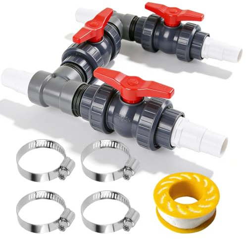 Zinueen Bypass Pool Set för värmepump Ø 50 mm, inkl. 32mm/38mm slangar & 3 kulventiler, pool bypass set för pooluppvärmning, värmepumpsanslutningsset för pool