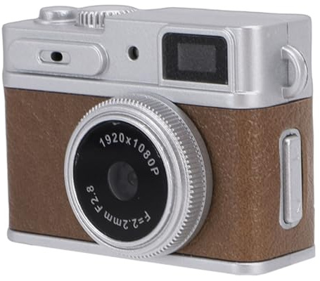 Vroomoto Llavero Cámara Digital Mini Cámara Digital de Video de Bolsillo 1080P FHD Pantalla 0.96in Gran Angular 130° Luz LED 3MP Transferencia OTG para Viajes Aventuras (Marrón)