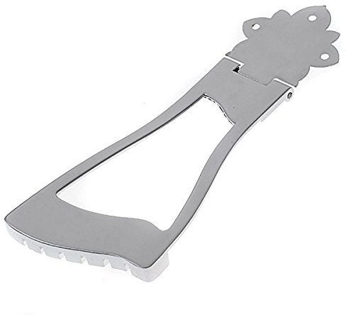 LYWS Gitarrensteg Trapez Saitenhalter für Archtop Jazz Gitarre Teile Hohlkörper (Chrom)