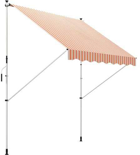 Outsunny Tenda da Sole 3x1.5 m con Braccio Avvolgibile, Tenda Parasole da Esterno a Manovella in Alluminio e Tessuto Poliestere 180g/㎡, per Giardino, Balcone e Terrazza, Arancione e Bianco