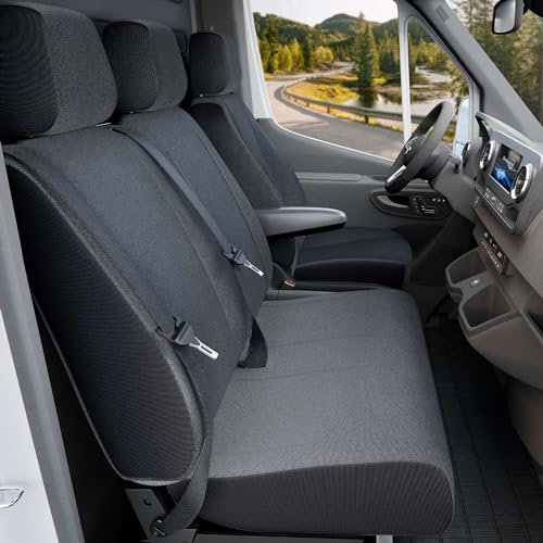 WALSER Passform Auto-Sitzbezug, Transporter-Schonbezug Stoff kompatibel mit Renault Kangoo (Typ W), 2 Einzelsitzbezüge vorne