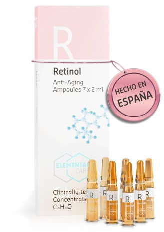 Elemental Care Fiale Retinolo 7x2ml – Siero Viso Antirughe, Illuminante Anti Età e Anti Macchie con Oli Naturali e Bidens Pilosa – Trattamento Intensivo Rigenerante Idratante