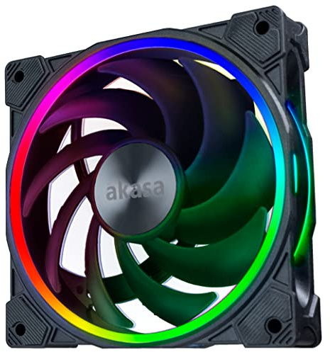 Akasa SOHO AR14, 140mm 4-Pin PWM ARGB PC Cooling Fan, Low-noise Computer Case Fan, 5V Motherboard Compatible, Heatsink and Radiator, Black, AK-FN119
