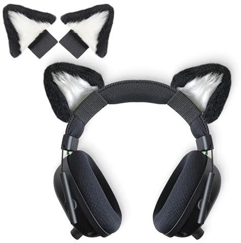otuiaim sciuU Kitty Ears para Auriculares, Universal Cosplay Orejas de Gato Decoración Linda, Compatible con Headset HypreX Logi etc, instalación con Correas de Fijación Ajustables, Negro