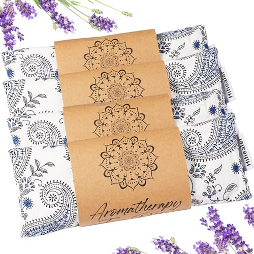 Hihealer Masque pour les Yeux avec Poids et Lavande - Accessoire de Yoga et Méditation pour Sommeil, Relaxation et Soins Personnels - Cadeau de Noël Idéal pour Femmes et Mamans (4, Blanc)