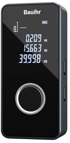 Bauihr Medidor Láser de Distancia, Mini Medidor Láser Digital 131ft/40m, Tipo-C Recargable Telémetro Láser de Aluminio con Alta Precisión, Conmutación de Unidades, Pitágoras, Modo de Área y Volumen