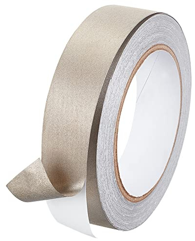 OLYCRAFT 20m Faraday Cloth Tape 30mm Wide Double Conductive RF Fabric Tape High Shielding Conductive Tape Sliver Fabric Adhesive Tape Roll for Signal Blocking EMI Shielding Wire Harness Wrap