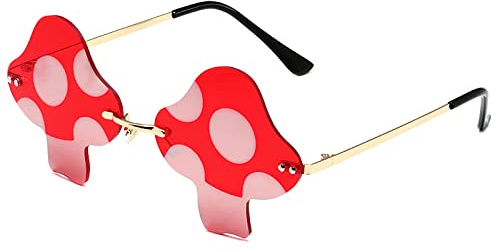 Hifot Lunettes de Soleil Sans Cadre pour Femme, Champignons Lunettes de Soleil Lunettes Parti de Soleil Hippie, pour Fête d'anniversaire carnaval danse soirée à thème