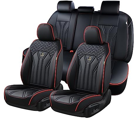 FLORICH Lot de 5 housses de siège de voiture – Housses de siège avant et arrière imperméables en cuir synthétique nappa – Ajustement universel pour la plupart des voitures, camionnettes, SUV et